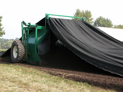 The CompostexTM compost cover is light weight, semi permeable, allowing for ideal aeration 